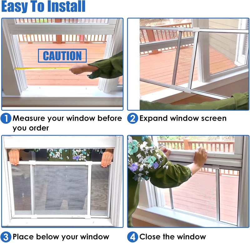 TooCust 4 Pack Expandable Window Screen, 2 Way Sliding Adjustable Window Screen, Horizontal (10" H x 16" - 30" W), Horizontal and Vertical Adjustable, Durable Replacement Screen for Window, Window Screen Mesh - Image 5